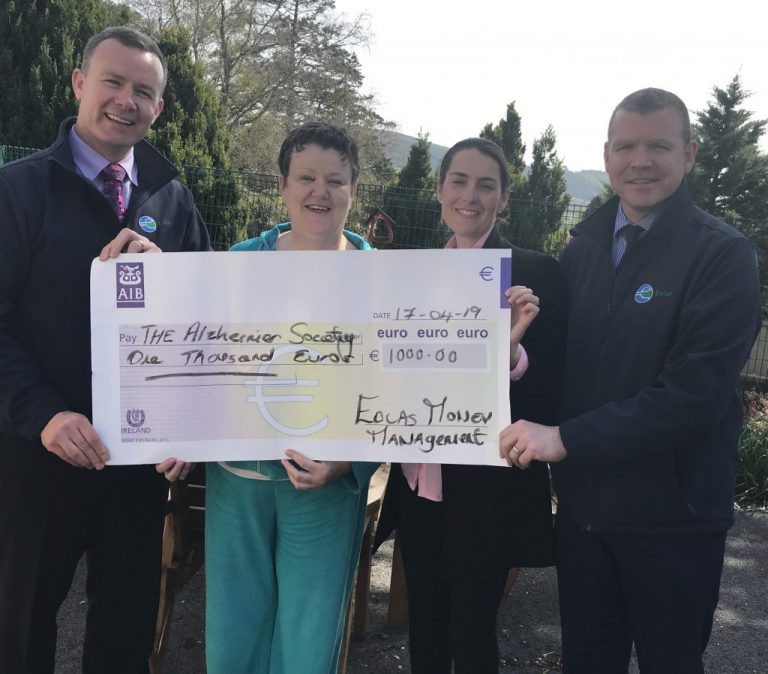Eolas Money cheque presentation to the Alzheimer Society of Ireland